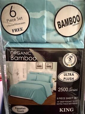 BAMBOO Organic Ultra Plush King Sheet Set - Teal Blue 58